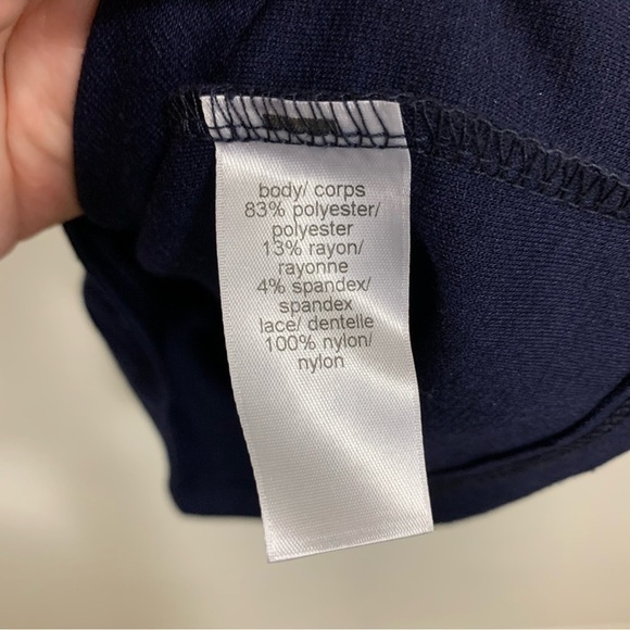 Maurice’s Classic Navy Sheath Dress With Lace Overlay Size M - Picture 5 of 10